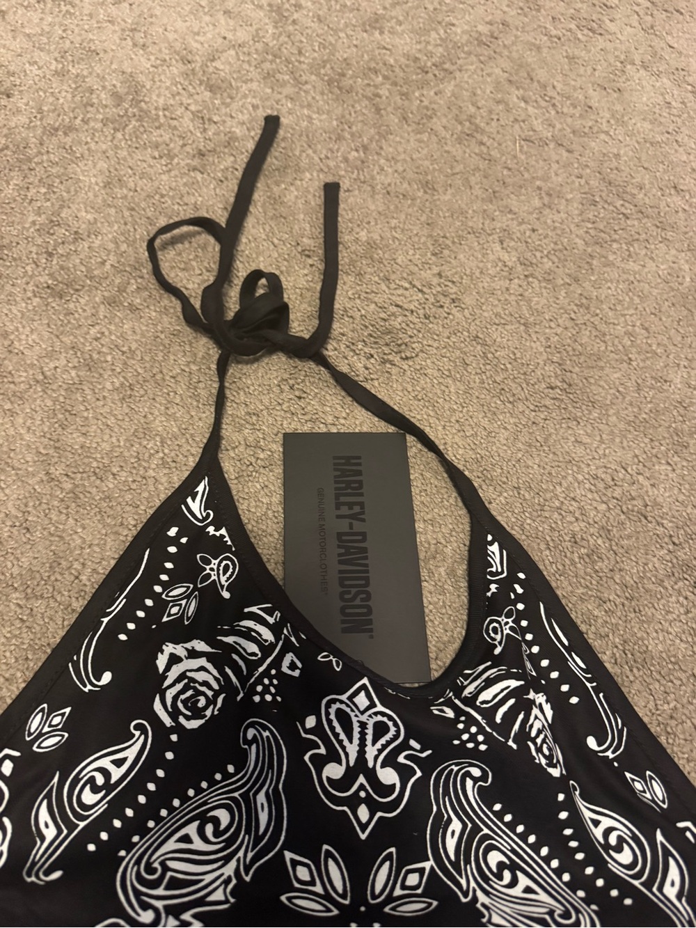 Harley-Davidson Black & White Bandana Halter Top - Picture 4 of 7